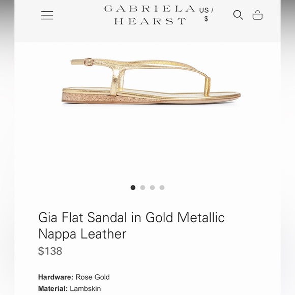 Gabriela Hearst Gia Flat Sandal in Gold Metallic Nappa Leather Sz. 38.5 w. Box - Picture 15 of 16